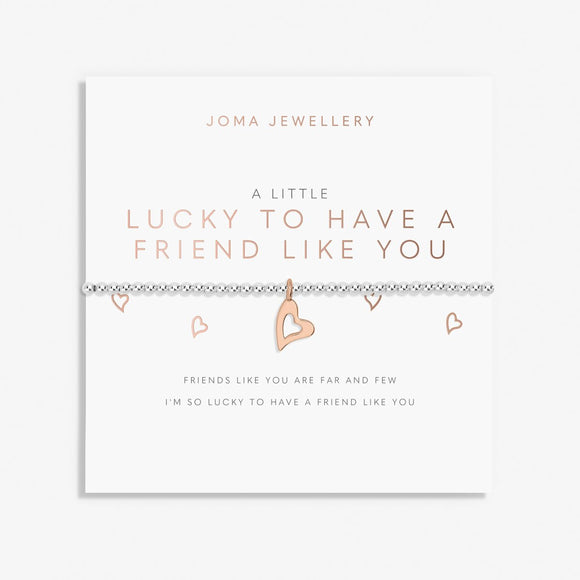 A Little 'Lucky To Have A Friend Like You' Bracelet In Silver And Rose Gold Plating Joma Jewellery