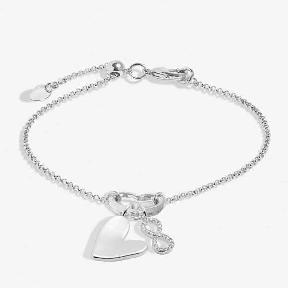 Joma Jewellery Little Links Heart Clasp Forever Heart Charms Bracelet In Silver Plating