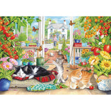 Otter House Greenhouse Cats - 1000 Piece Jigsaw Puzzle