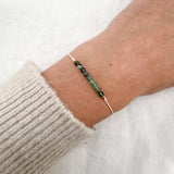 Ophelia Jewellery - Emerald Silk Bracelet: Gold filled beads