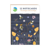 Otter House RSPB Beyond The Hedgerow Stationery - (12 Cards) A6 Notecard Pack - Bees Amongst Flowers