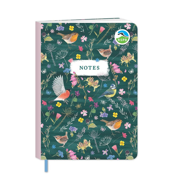 Otter House RSPB Beyond The Hedgerow Stationery - A5 Softcover Notebook - Birds in the Garden