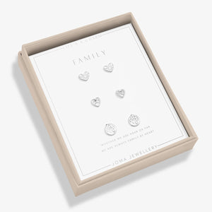 Boxed Life's A Charm 'Family' Earrings In Silver Plating Joma Jewellery