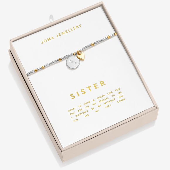 Joma Jewellery  So Loved 'Sister' Bracelet In Silver And Gold Plating
