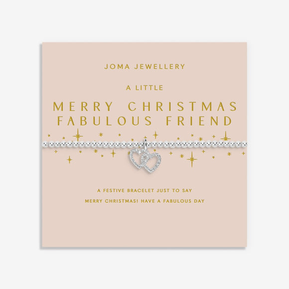 Joma Jewellery Christmas A Little 'Merry Christmas Fabulous Friend' Bracelet In Silver Plating