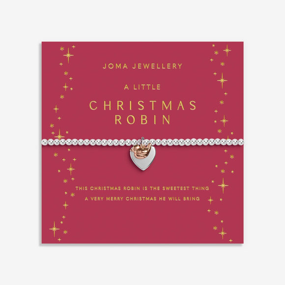 Joma Jewellery Christmas A Little 'Christmas Robin' Bracelet In Silver Plating