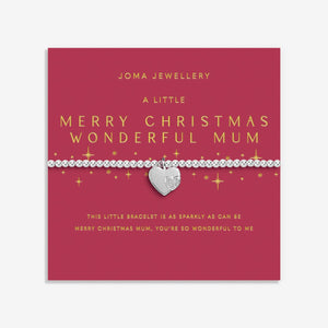 Joma Jewellery Christmas A Little 'Merry Christmas Wonderful Mum' Bracelet In Silver Plating