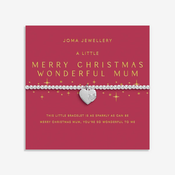 Joma Jewellery Christmas A Little 'Merry Christmas Wonderful Mum' Bracelet In Silver Plating