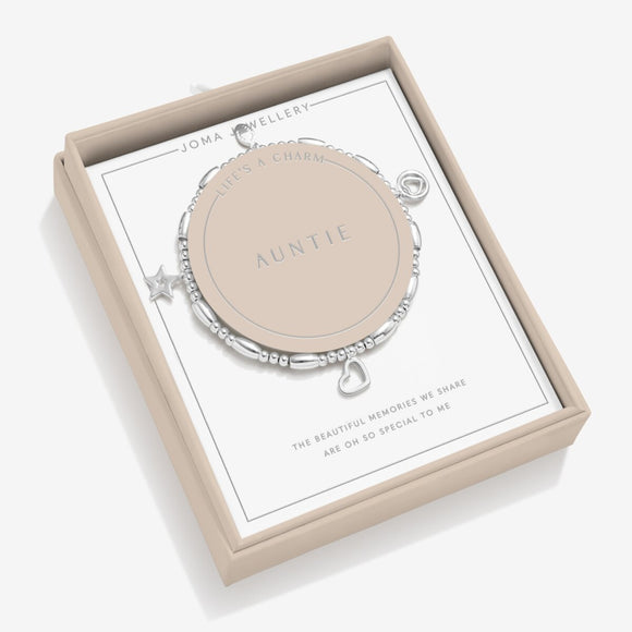 Joma Jewellery Life's A Charm 'Auntie' Bracelet In Silver Plating