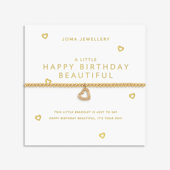 A Little 'Happy Birthday Beautiful' Bracelet In Gold Plating By Joma Jewellery