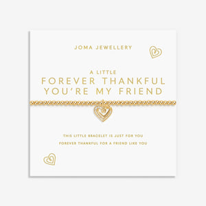 A Little 'Forever Thankful You're My Friend' Bracelet In Gold Plating  By Joma Jewellery