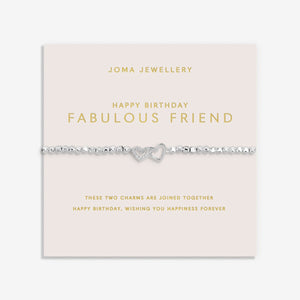 Joma Jewellery Forever Yours 'Happy Birthday Fabulous Friend' Bracelet In Silver Plating