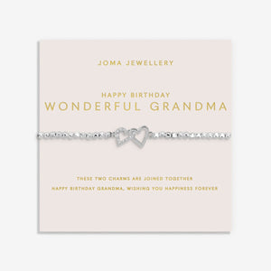 Joma Jewellery Forever Yours 'Happy Birthday Wonderful Grandma' Bracelet In Silver Plating