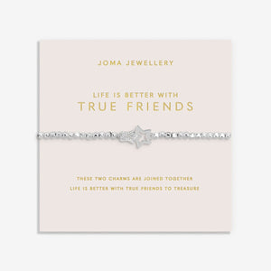 Joma Jewellery Forever Yours 'Life Is Better With True Friends' Bracelet In Silver Plating