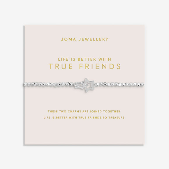 Joma Jewellery Forever Yours 'Life Is Better With True Friends' Bracelet In Silver Plating