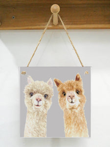 Field and Fur Gifts - Hanging Art plaque, Jo-Jo & Jasper, Alpaca Pair