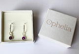 Ophelia Jewellery - Amethyst Sterling Silver Hoop Earrings