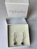 Ophelia Jewellery - Amethyst Sterling Silver Hoop Earrings