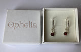 Ophelia Jewellery - Garnet Sterling Silver Hoop Earrings