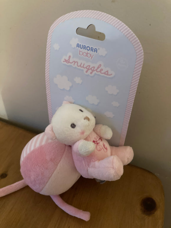 Aurora Snuggles Soother Pull Musical Pink