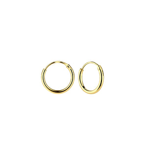 10mm Sterling Silver Gold Plated Ear Hoops Earrings   with Gift Wrap