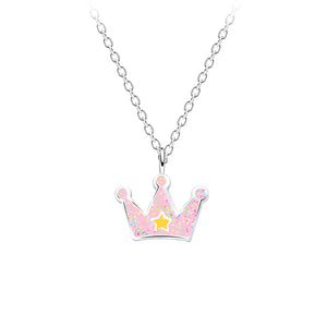 Children's Sterling Silver Crown Necklace with Gift Wrap.
