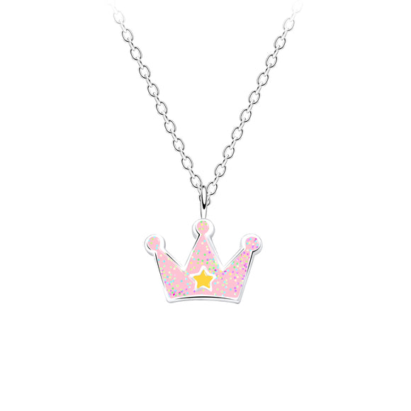 Children's Sterling Silver Crown Necklace with Gift Wrap.