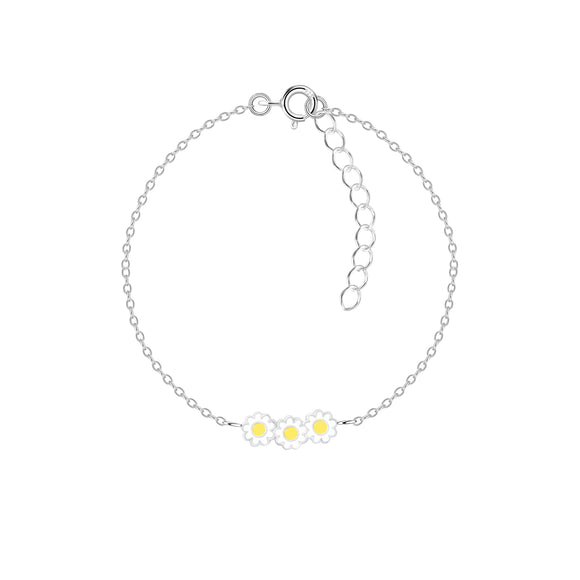 Children's Sterling Silver Daisy Bracelet with Gift Wrap