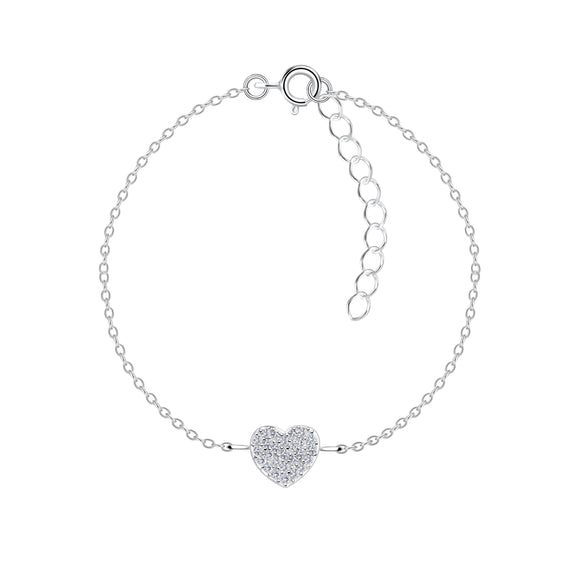 Sterling Silver Heart White  Bracelet with Gift Wrap