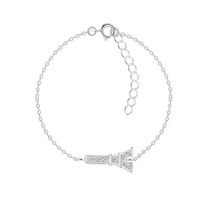 Sterling Silver Eiffel Tower Bracelet with Gift Wrap