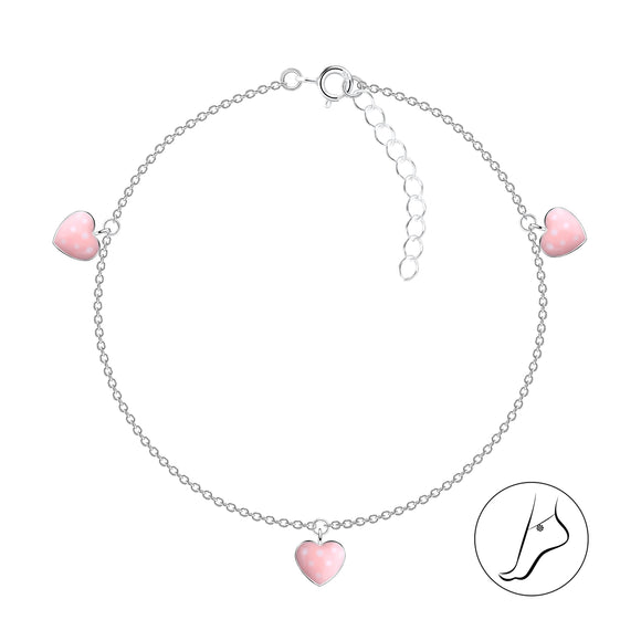 Sterling Silver Heart Anklet with Gift Wrap