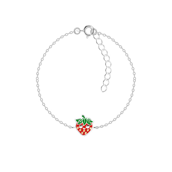 Children's Sterling Silver Strawberry Bracelet with Gift Wrap