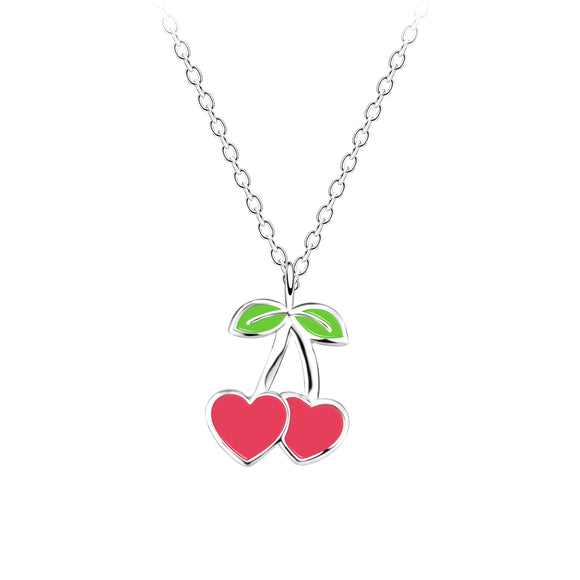 Children's Sterling Silver Cherry Necklace with Gift Wrap.