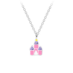 Children's Sterling Silver Castle Necklace with Gift Wrap.