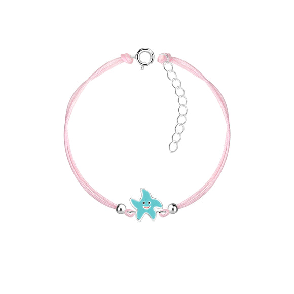 Children's Sterling Silver Starfish Cord Bracelet with Gift Wrap