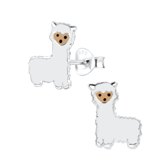 Children's Sterling Silver Alpaca Ear Studs Earrings   with Gift Wrap