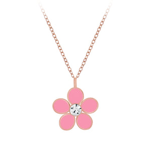 Children's Sterling Silver Flower Crystal Necklace with Gift Wrap.