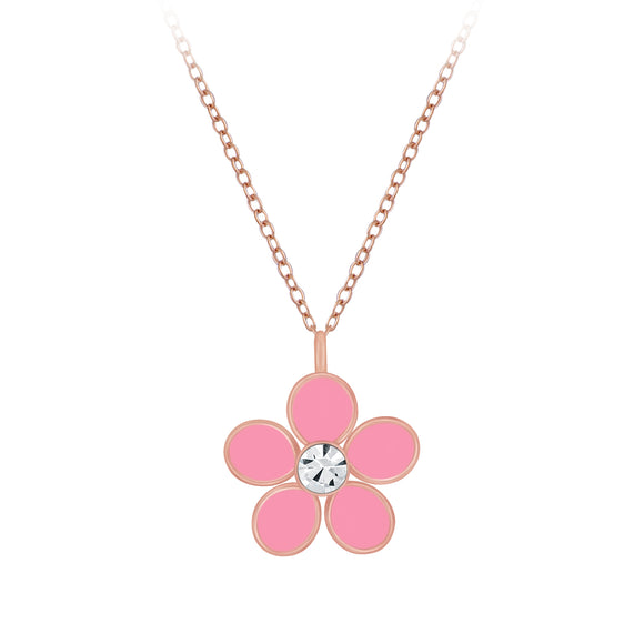 Children's Sterling Silver Flower Crystal Necklace with Gift Wrap.