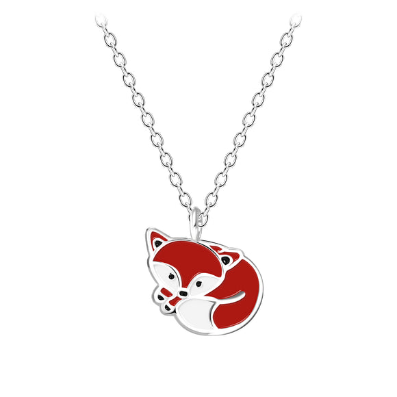 Children's Sterling Silver Fox Necklace with Gift Wrap.