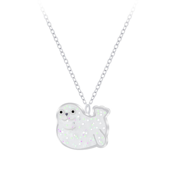 Children's Sterling Silver Seal Necklace with Gift Wrap.