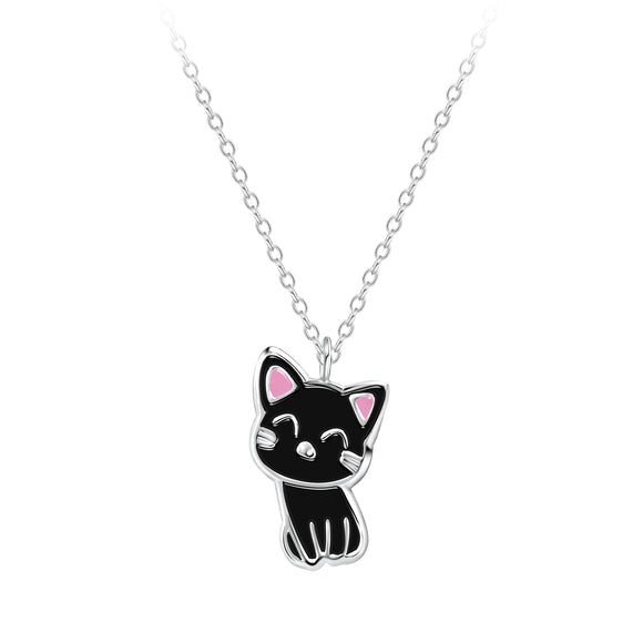Children's Sterling Silver Cat Necklace with Gift Wrap.