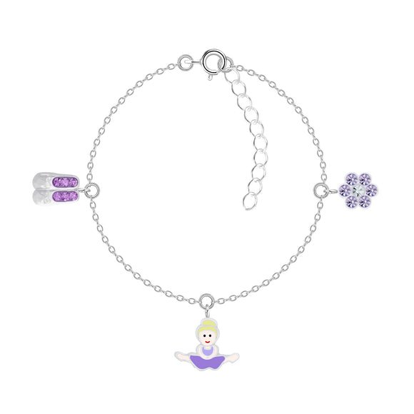 Children's Sterling Silver Ballerina Bracelet with Gift Wrap