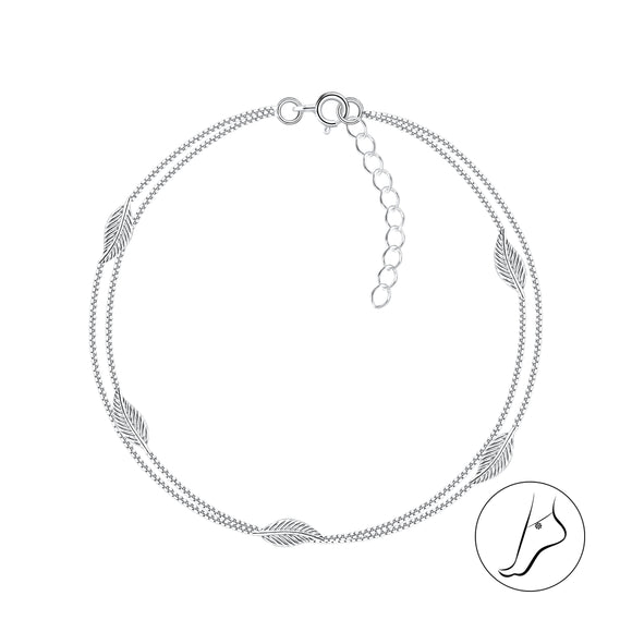 Sterling Silver Leaf Constellation Anklet with Extension with Gift Wrap