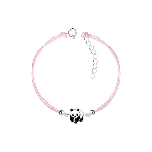 Children's Sterling Silver Panda Cord Bracelet with Gift Wrap