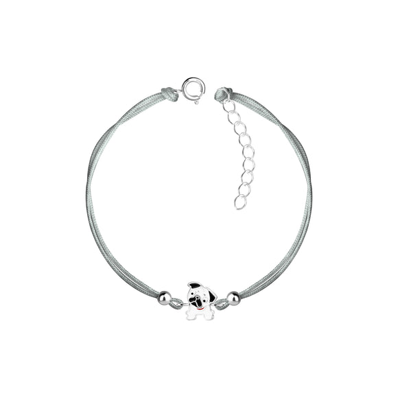 Children's Sterling Silver Puppy Cord Bracelet with Gift Wrap