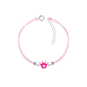 Children's Sterling Silver Crown Cord Bracelet with Gift Wrap