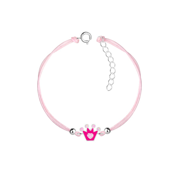 Children's Sterling Silver Crown Cord Bracelet with Gift Wrap