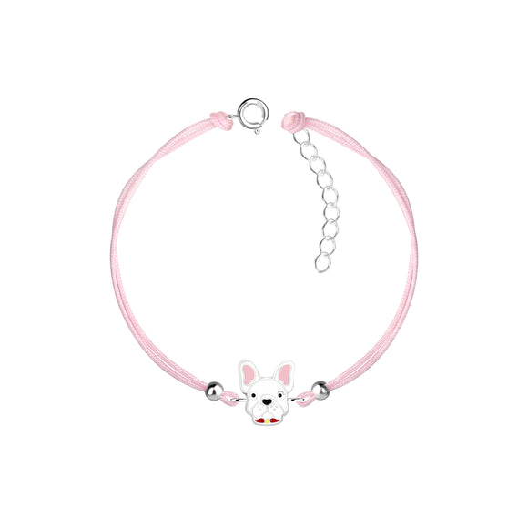 Children's Sterling Silver Dog Cord Bracelet with Gift Wrap