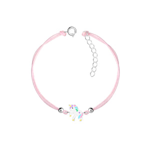 Children's Sterling Silver Unicorn Cord Bracelet with Gift Wrap