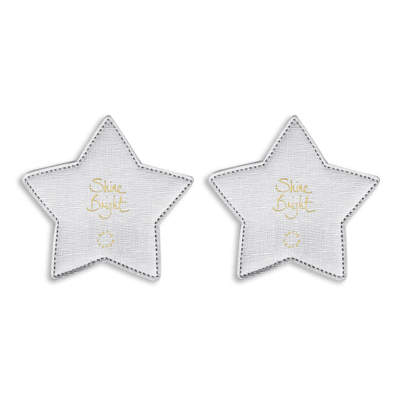 Katie Loxton Coasters 2 Pack 'Shine Bright' Metallic Silver